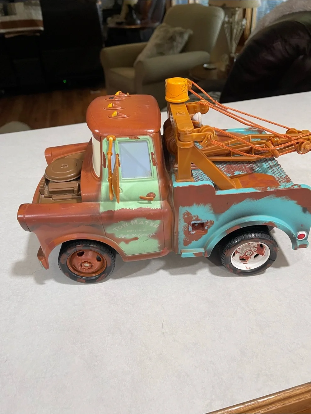 Mater-Inspired Tow Truck Toy in Rust Orange